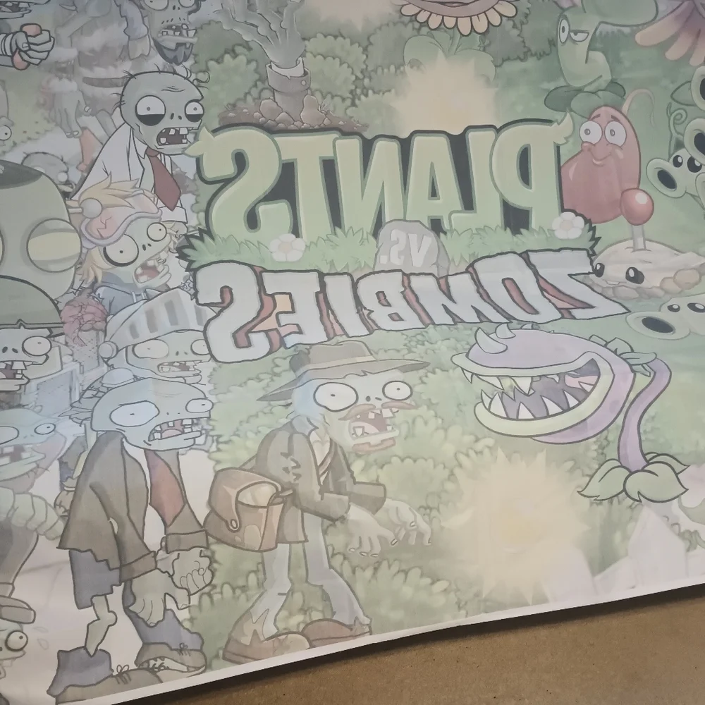 Grehge Backdrop Poster Plants VS Zombies Large Wall Birthday Party Wall Decor
